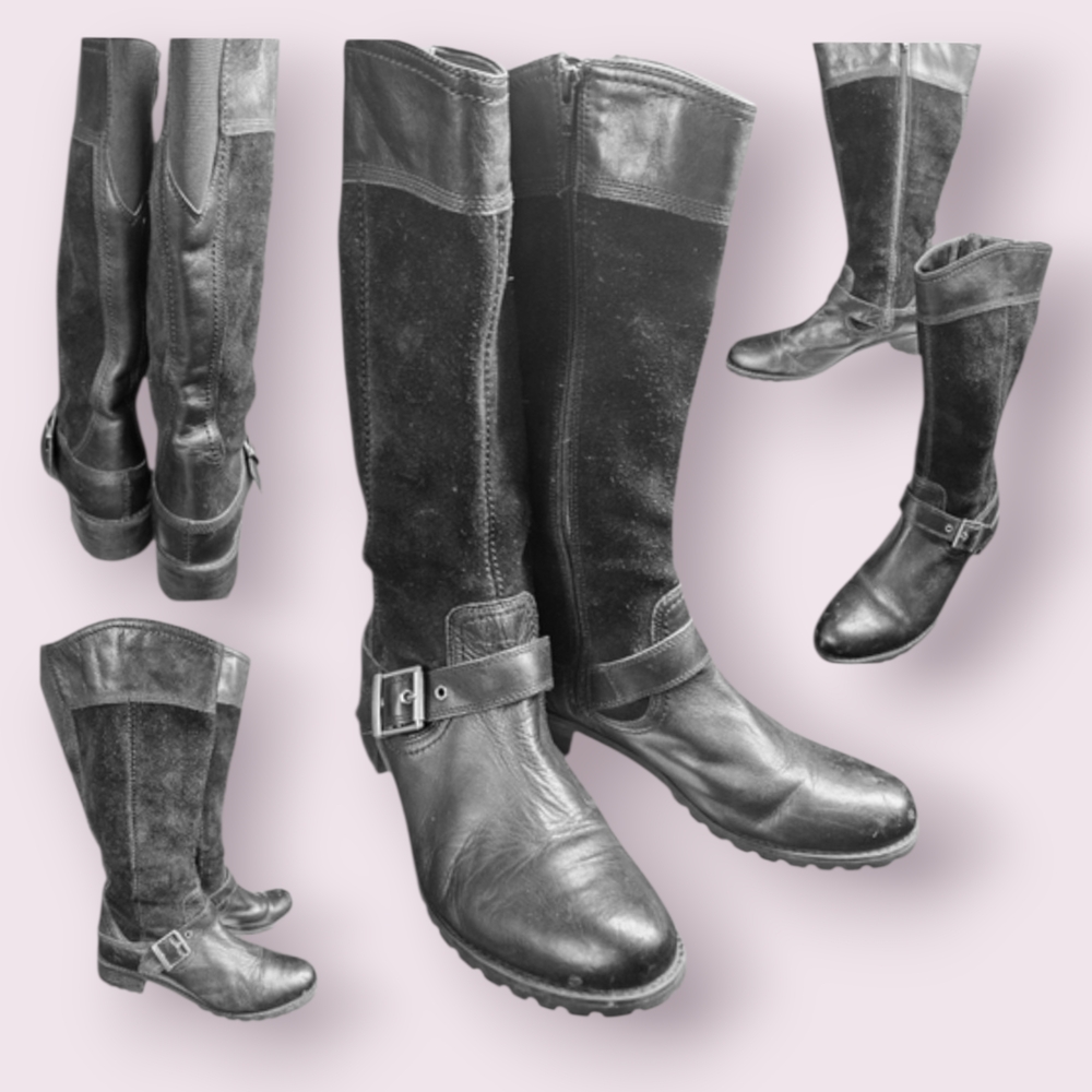 Timberland Black Leather Moto Boots